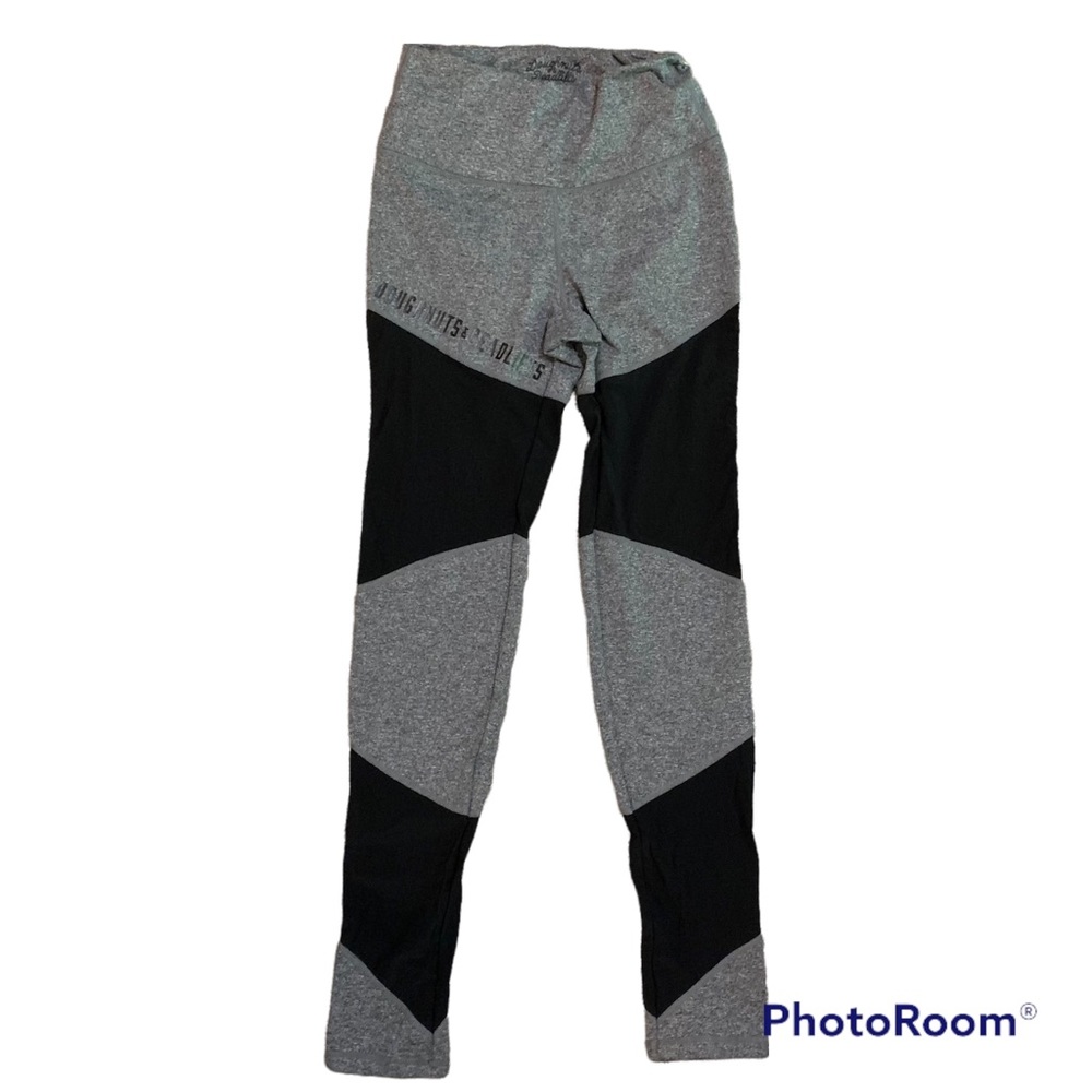 Doughnuts and Deadlifts leggings gray with Black mesh Sz S